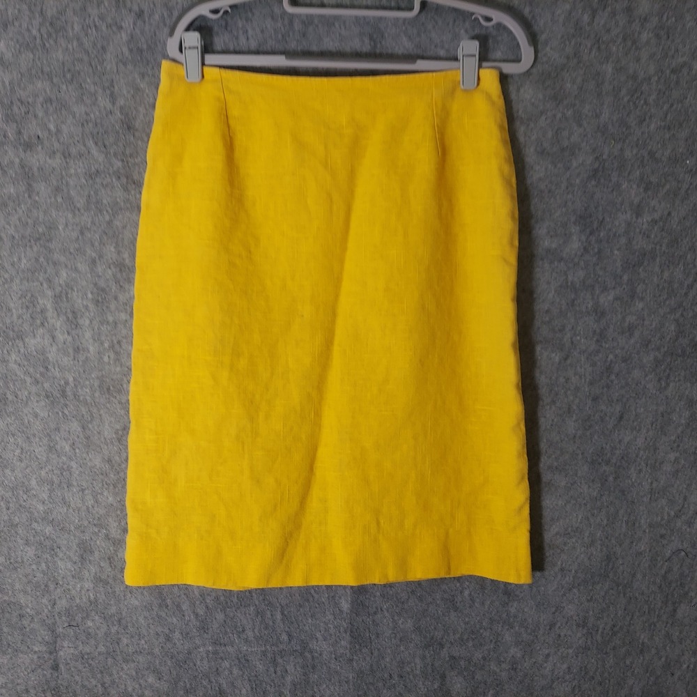 VTG Diane Von Furstenberg‎ Skirt 14 Yellow Ramie Pencil Career Office Business